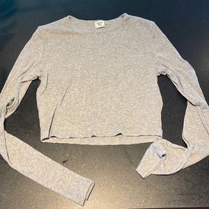 Sunday Best Cute long sleeve crop top, Gray, Medium